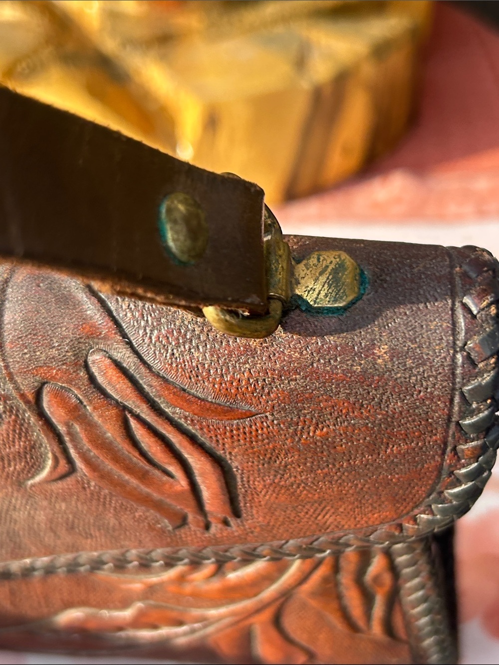 Mexico 60’s Hand Tooled Leather Top-Handle Bag - Picture 10 of 14